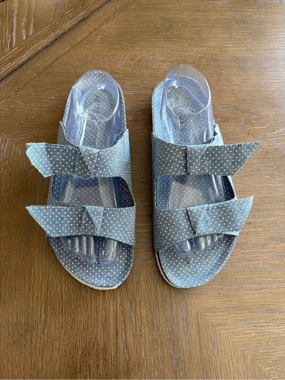 Arizona Jean Company Light Blue Polka Dot Slides